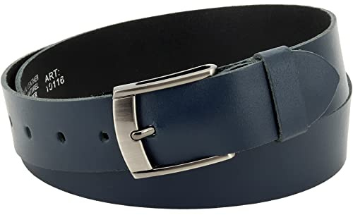 Vascavi Ledergürtel, 4 cm breit, Echtes Leder, Unisex Gürtel für Damen und Herren, MADE IN GERMANY, AM531-SL-Dunkelblau-95