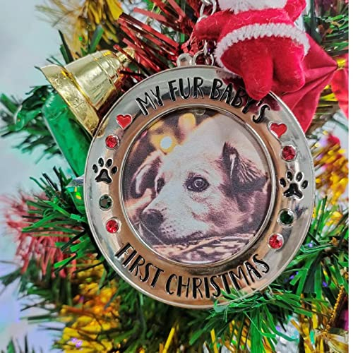 Laonainai 2 PCS Mini Fotorahmen zum Aufhängen Metall Weihnachten Deko Weihnachtsbaumschmuck Deko Fotorahmen Christbaumschmuck Christmas DIY Foto Geschenk für Familie Freunde Haustier (2 Style)
