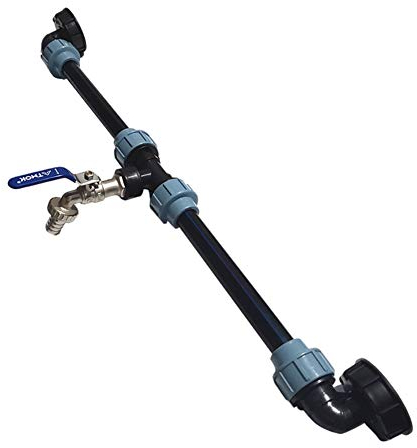 IBC Conector Adaptador - IBC Tanque Grifo de Válvula de Manguera Adaptador de Drenaje - Juego de conexión IBC con 1 tubo y 2 conectores curvados para 2 tanques de agua de lluvia Barriles y Bidones