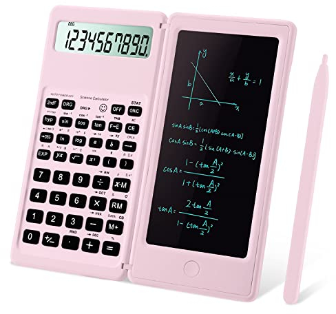 IPepul Scientific Calculators for Students, 10-Digit Large Screen, Math Calculator with Notepad, Classroom Must Haves for Middle High School Supplies & College （Pink