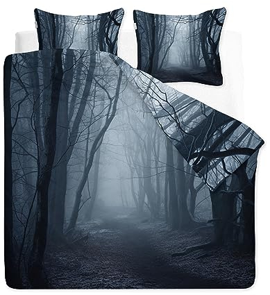 YELDAN Mystischer Wald Bettwäsche Set 140x200 cm, Landschaft Muster Design, Bettbezug und Kissenbezug 3 teilig, Weiche Allergiker Microfaser Bettwäsche-Sets