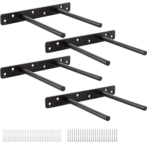 4 Pezzi Supporto per Scaffali Invisibile 200mm Supporto per Scaffali Sospeso 20 cm Supporti per Scaffali Nascosti per Carichi Pesanti Supporti per Ripiani Nero Supporto per Scaffali in Acciaio Inox