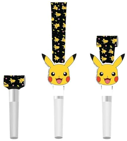 Amscan 9917122 - Pokémon Kids Birthday Party Blowouts Pikachu Noisemakers - 8 Pack