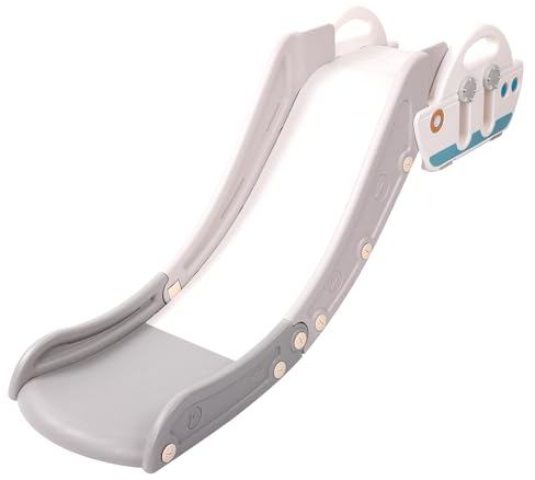 Diegimr Couchrutsche für Kinder, 130cm Stabile Kleinkindrutsche für Innenbereich mit Verstellbarer Armlehne Einfacher Schiffsstil Treppenrutsche für Bett Sofa Tisch (Weiß)