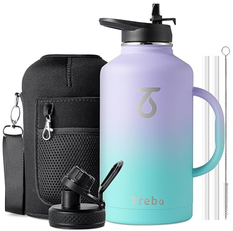 Trebo Insulated Water Bottle 2 L Stainless Steel with Side Handle & Pouch