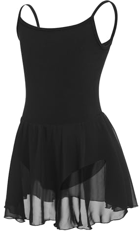 Eisnnu Mädchen Ballettkleidung Ärmellos Balletttrikot Verstellbarem Riemen Tanzkleid Baumwolle Ballettanzug Ballettbody mit Chiffon Rock Tütü 2-14 Jahre