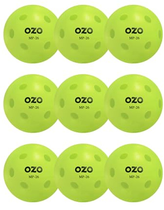 OZO Pickleball MP-26 - Set med 9 inomhusbollar, 26 hål, rotationsform