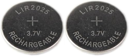 Girafus 40 mAh 2 X LIR2025 3,7 V knappcell uppladdningsbar ersätter CR2025 | Batteri ersätter CR2025 engångsbatteri i bilnyckel, fjärrkontroll, moderkort, cykeldator – flera laddningsbara