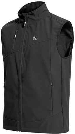 KUTOOK Gilet Uomo Invernale Antivento Fodera di Pile Gilet Trekking Uomo Smanicato in Softshell Impermeabile per Ciclismo Trekking Viaggi Corsa Golf e Vita Quotidiana