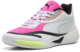 Puma Men's All-Pro Nitro Basketball Shoes, White-Mint Melt-Fluro Pink PES AH25, 12