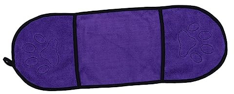 Supvox Badetuch Für Haustiere Aus Superfeiner Faser Wasserabsorbierendes Duschtuch Für Hunde Badezubehör Mit Fußabdruck-Design Violett