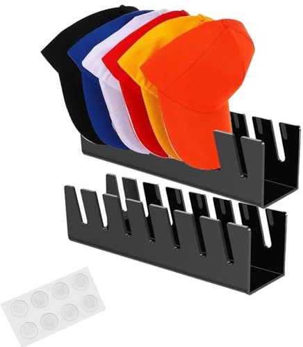 DYUEE Baseball Caps Holder 2Pcs Acrylic Black Hat Stand for 14 Baseball Caps Hat Rack Cowboy Hat Display Organizer Hat Storage Racks for Home Closet Dresser Entrance Bedroom Office (Black)
