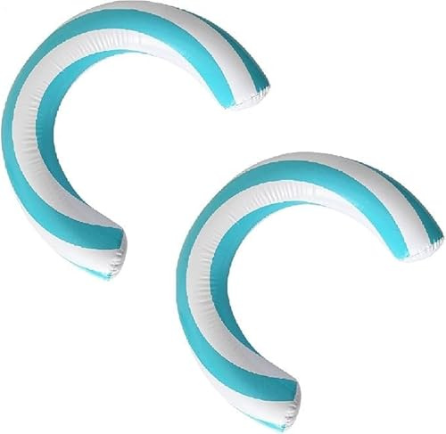 2 Ppcs Inflatable Swimming Noodles | Inflatable Swimming Pool Floats, Classic Blue And White Striped Curved Float Swimming, Strong And Flexible, For Summer Vacation Sea Beach Lake