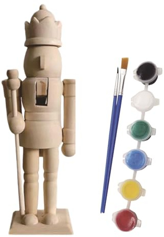 Mozeuu Figuras de cascanueces de madera de Navidad | Soldados de Cascanueces sin pintar - Pintable sin terminar con kit de pintura para niños, adultos, todas las edades