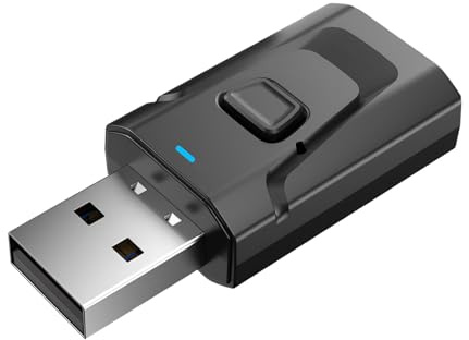 Adattatore Bluetooth 5.4 USB Trasmettitore Ricevitore 2 in 1 con Microfono Integrato, per Auto TV Pc Altoparlanti Stereo, Compatibile con Chiamate Vivavoce e Musica di Alta Qualità, Nero