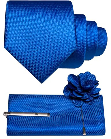 RBOCOTT Mens Tie and Pocket Square with Lapel Tie Clip Sets for Business and Wedding 4PCS