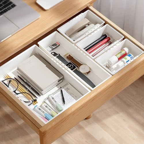 YHANEC 9 Stück Schubladen Organizer Set, Ausziehbare Schminktisch Organizer Tablett mit 3 Größen, Schubladen Organizer aus PP Make up Ordnungssystem Drawer Organizer für Besteck, Make-up, Küchenutens