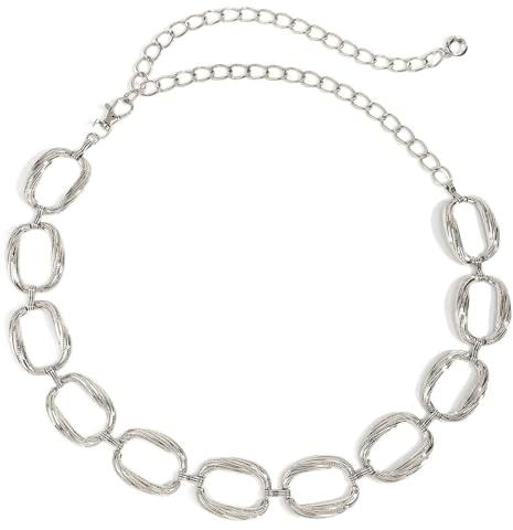 Superhao Waist Chain 4Pcs O-Ring Chain Belt Oval Waist Metal Women With Skirt Pants Accessories For Dress(Silver)