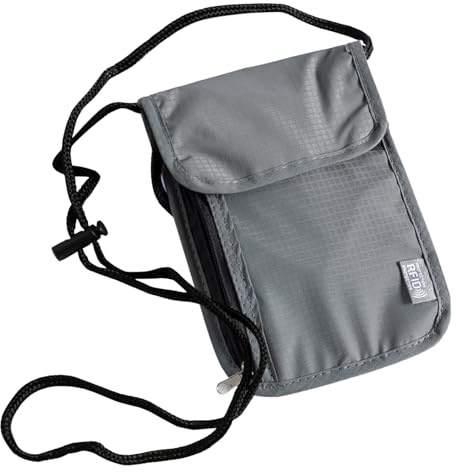 Custodia da viaggio – Robusta custodia protettiva Faraday in nylon, organizer antimagnetico per passaporto, portafoglio antifurto, con cordino da collo, tasca, sicurezza per carte di credito, denaro