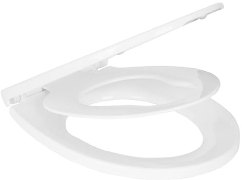 Harbour Housewares Family Soft Close Toilet Seat White Pack of 1 | Plastic, Soft Close Hinges, Antibacterial Surface, Family Toilet Seat, Child Training Seat, Oval Design, Fixings Included
