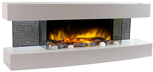 CHEMIN'ARTE Elektrokamin - Lounge 2000W 120x46 - Weiß - WandKamin - mit Fernbedienung - LED-Flammeneffekt