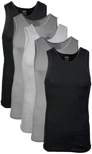 Gildan Men's A-shirt Tanks, Multipack, Style G1104, Grey/Black (5 Pack), XX-Large