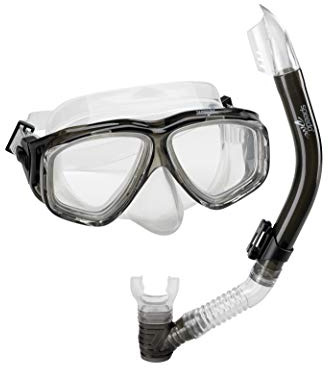 Speedo Unisex-Adult Swim Snorkel Dive Mask Anti-Fog with Nose Cover Adventure Series, MS Grey SIOC, One Size
