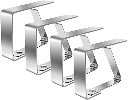 Terryshop74 4 Ganci Fermatovaglia in Acciaio Inox – Clip Ferma Tovaglia per Esterno e Interno, Antivento, Universali da 4 cm per Tavoli da Giardino, Picnic, Feste e Campeggio