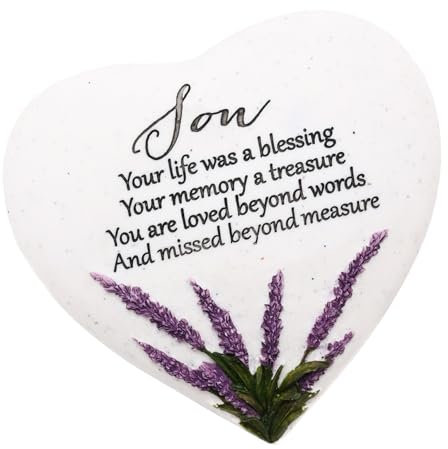 Widdop Thoughts of You Lavender Stone Heart Memorial Plaque - Son