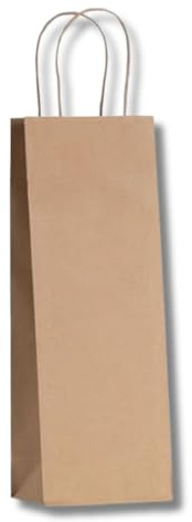DOT Horeca Solutions 100 Shopper porta bottiglia AVANA vino Buste di Carta Sacchetti Regalo per Bottiglie con Manico 14x8x40 cm Carta Kraft Sacchetto Busta per Vino naturale