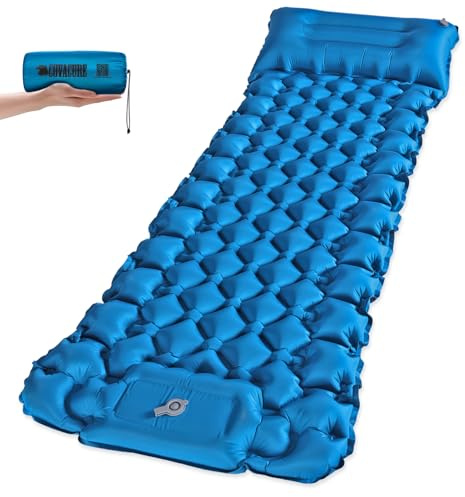 GreHom Camping Mat - 3.9 Thick Sleeping Mats Camping with Built-in Foot Pump, Ultralight & Compact Inflatable Mattress with Pillow for Backpacking, Hiking, Outdoor