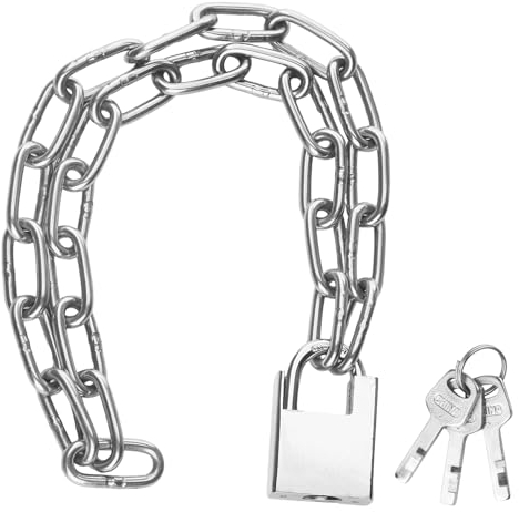 304 Stainless Steel Chain Link, 5mm x 80cm Heavy Duty Chain Links, Motorbike Lock with Padlock, High Security Chain, Bike Locks Chains for Motorbike Bicycle Scooter Lock