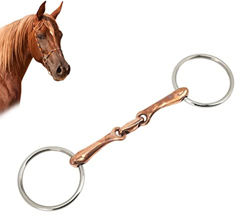Filetto a Bocca di Cavallo in Acciaio Inossidabile 135mm Collegamento in Rame Anello Snodato Ad Anello Allentato Attrezzatura Per Briglia Per Cavallo Western Morso Delicato E Confortevole Per La Monta