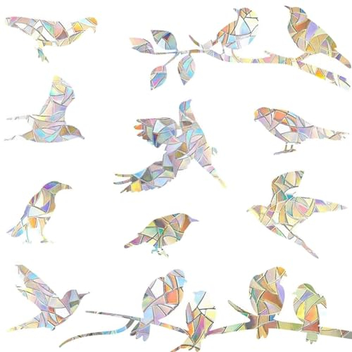 Fensteraufkleber Cogelschutz, Vogel Form Fenster Aufkleber, Glastürschutz und Vogelschutz, PVC Fenster Sticker, Fensterbilder Deko Selbstklebend, 20 Aufkleber