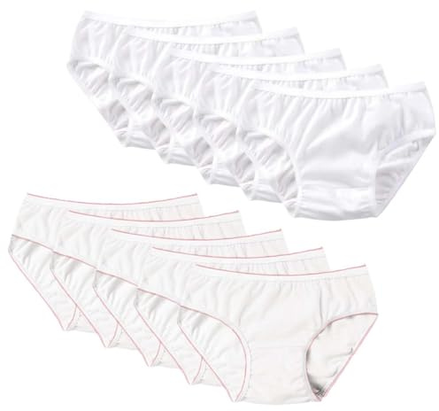 AOOPOO Lot de 10 Slips Jetables Femme en 100% Coton Culottes Jetables sous Vetement Jetable Hopital Maternite Culotte Périodique Femme pour Grossesse Post Accouchement Voyage Hôtel Spa, S-XXL