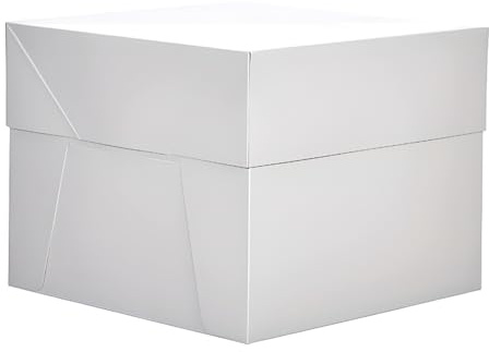 GLOTOMANIA - Caja para Tarta Blanca - 25 cm - Cartón Resistente - Certificación Alimentaria - Diseño Elegante - Fácil Transporte - Pack de 25 Unidades