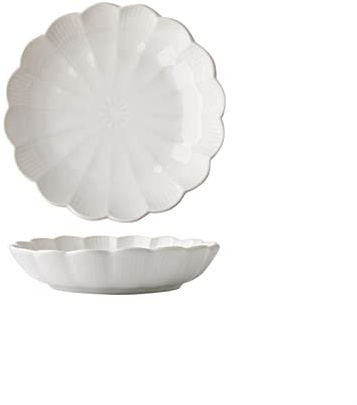 Tiiiopkvvv middagstallrik 18 cm keramisk middagstallrik hem vintage handmålad porslin runda middagstallrikar kreativ kronblad handgjord djup skål mikrovågsugn/diskmaskin säker tallrik (färg: 1) (1)
