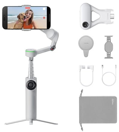 Insta360 Flow 2 Pro Paquete Definitivo IA - Estabilizador Móvil Inalámbrico IA Plegable para iPhone/Android, Apple DockKit, MagSafe, Seguimiento panorámico multipersona/de Cualquier aplicación/360°
