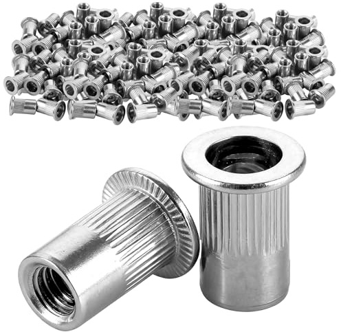 DAJAVE Dadi per rivetti ciechi, in acciaio inox, dadi rivettati, robusti dadi a testa svasata per piastre in metallo e plastica, inserti filettati a testa piatta