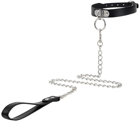 FSSTUD Collier ras du cou réglable en cuir synthétique avec chaîne et laisse - Style gothique - Style gothique - Vintage - Pour bal de fin d'année, Halloween B