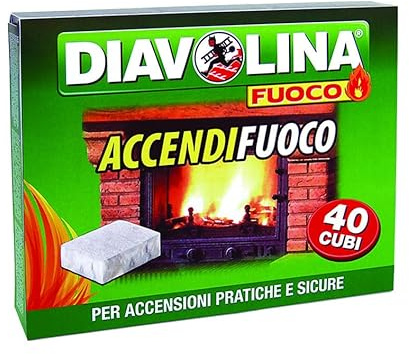 Accendifuoco Diavolina, Cubetti per Accensione Pratica e Sicura, Confezione da 40 Pezzi