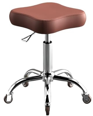 Tabouret Roulant Tabouret pivotant réglable en Hauteur avec roulettes Cuir PU for la Maison, Cuisine, Le Salon de manucure(Pink (Silent Wheel))