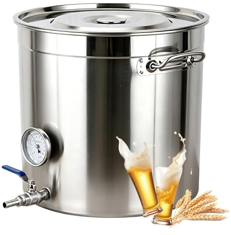 Durablesta Echtzeit-Überwachung Braukessel mit Hahn für Bier Selber Brauen Set, Integriertes Ablaufsystem Edelstahl Einkochtopf, Maischefass für Induktionskochfelder(33L/8.7Gal)