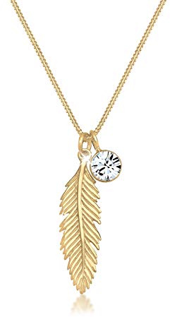 Elli Collares Colgante de Primavera para Damas Boho con Cristales en Plata Esterlina 925 Bañada en Oro