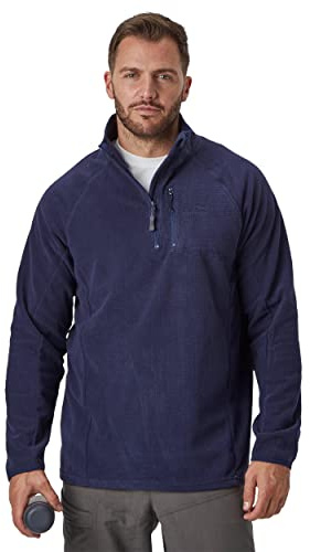 Peter Storm Men’s Grid Half-Zip Fleece with High Neck & Zipped Chest Pocket, Warm, Soft & Comfortable Midlayer Pullover (UK, Alpha, L, Regular, Regular, Navy)