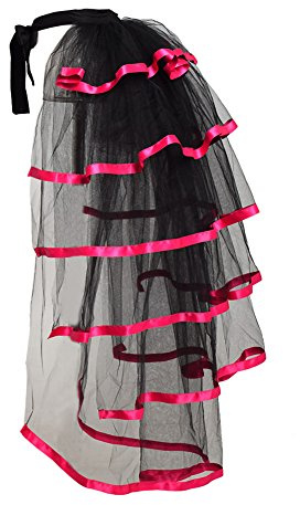 GRACEART Victorian Steampunk Noir Bustle Tutu Ceinture sous-Jupe Dentelle (Ourlet Rose)