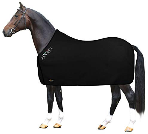 Horses, Manta Polar Para Caballos, Modelo Basic, Suave y Confortable, Ideal Para Transporte y Después del Trabajo (Negro- 162 cm)