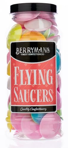 Original Flying Saucer Sweets Flying Saucers Retro Sweets Gift Jar By Berrymans Sweet Shop - Classic Sweets, Traditional Taste.