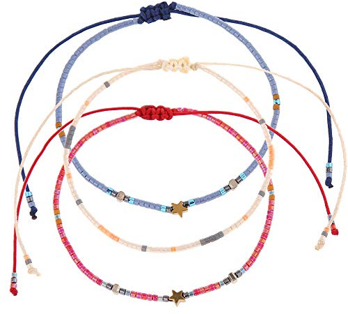 Tillverkad av Nami pärlor armband set om 3 kvinnor och flickor – 3 x surfararmband – 100 % vattentätt och justerbart – färgglada vänskapsarmband – present bästa vän – festival tillbehör, 15