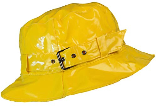 TOUTACOO, Bob Imperméable Aspect Ciré, Chapeau de Pluie à Boucle, uni, réglable (07-Uni Jaune)
